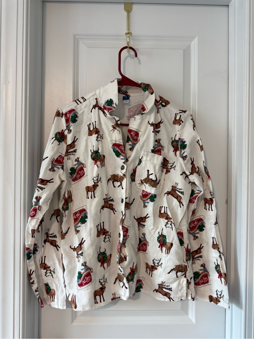 Holiday Reindeer Print PJ Button-Up Shirt - old navy